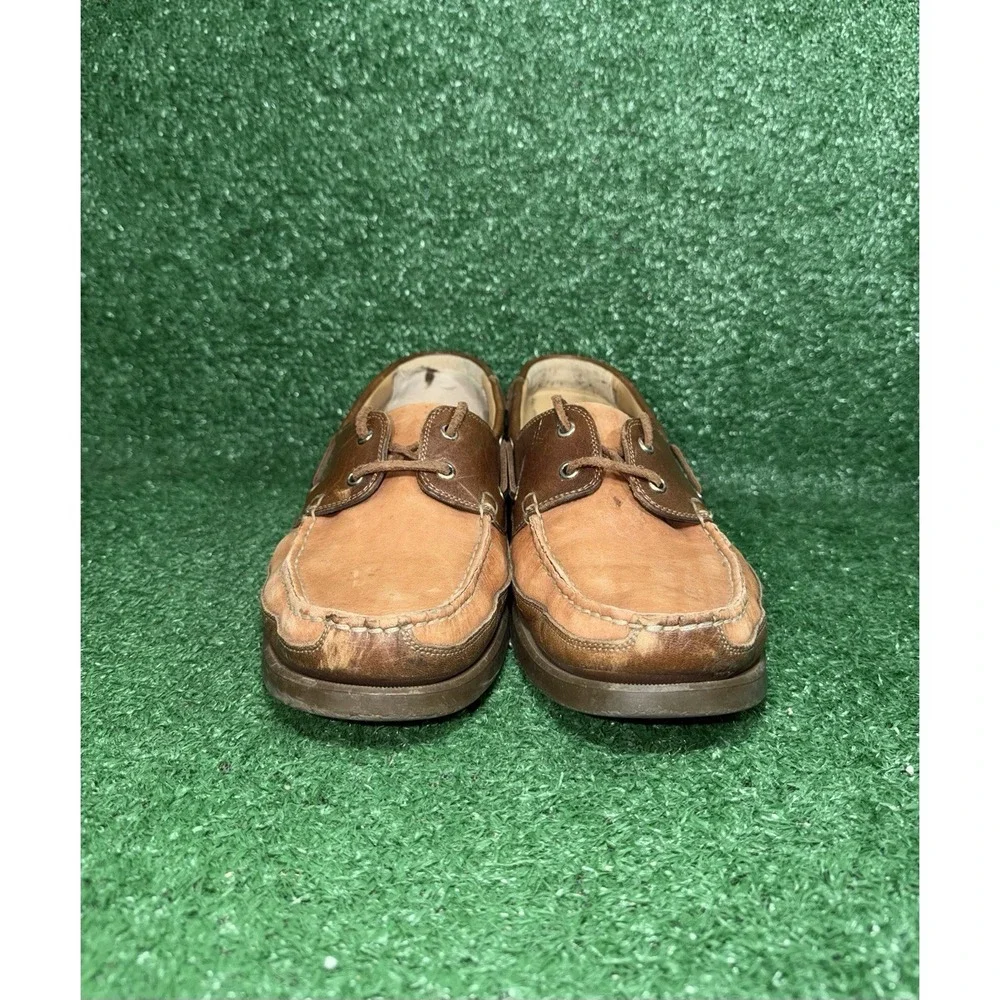MEPHISTO Men Size 9.5 Brown Leather‎ Hurrikan Boat Shoes Slip On Luxury Sneakers